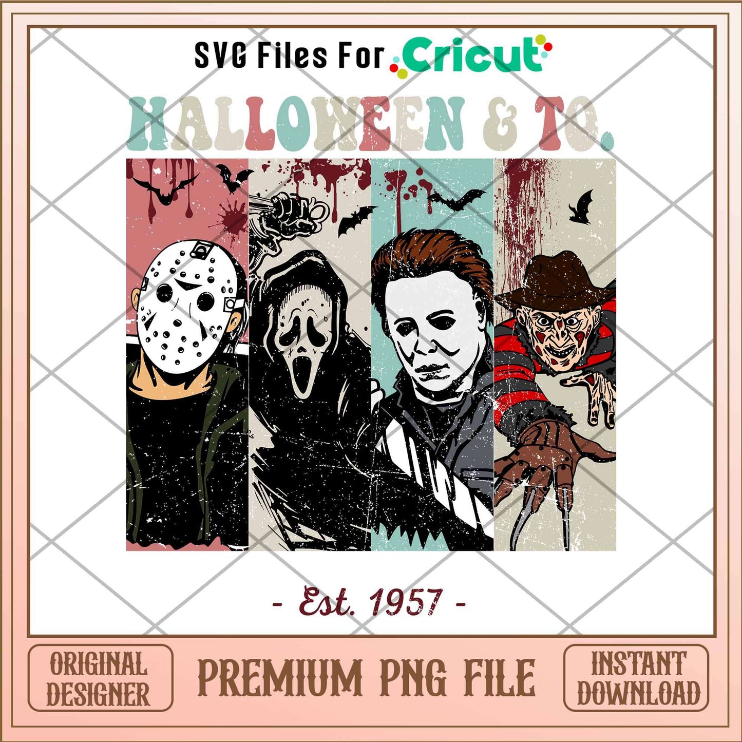 Halloween & Co Est. 1957 png, Horror Characters png, Digital Download