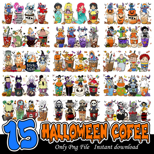 Halloween Coffee Cartoon 16oz Can Glass, Halloween coffee bundle