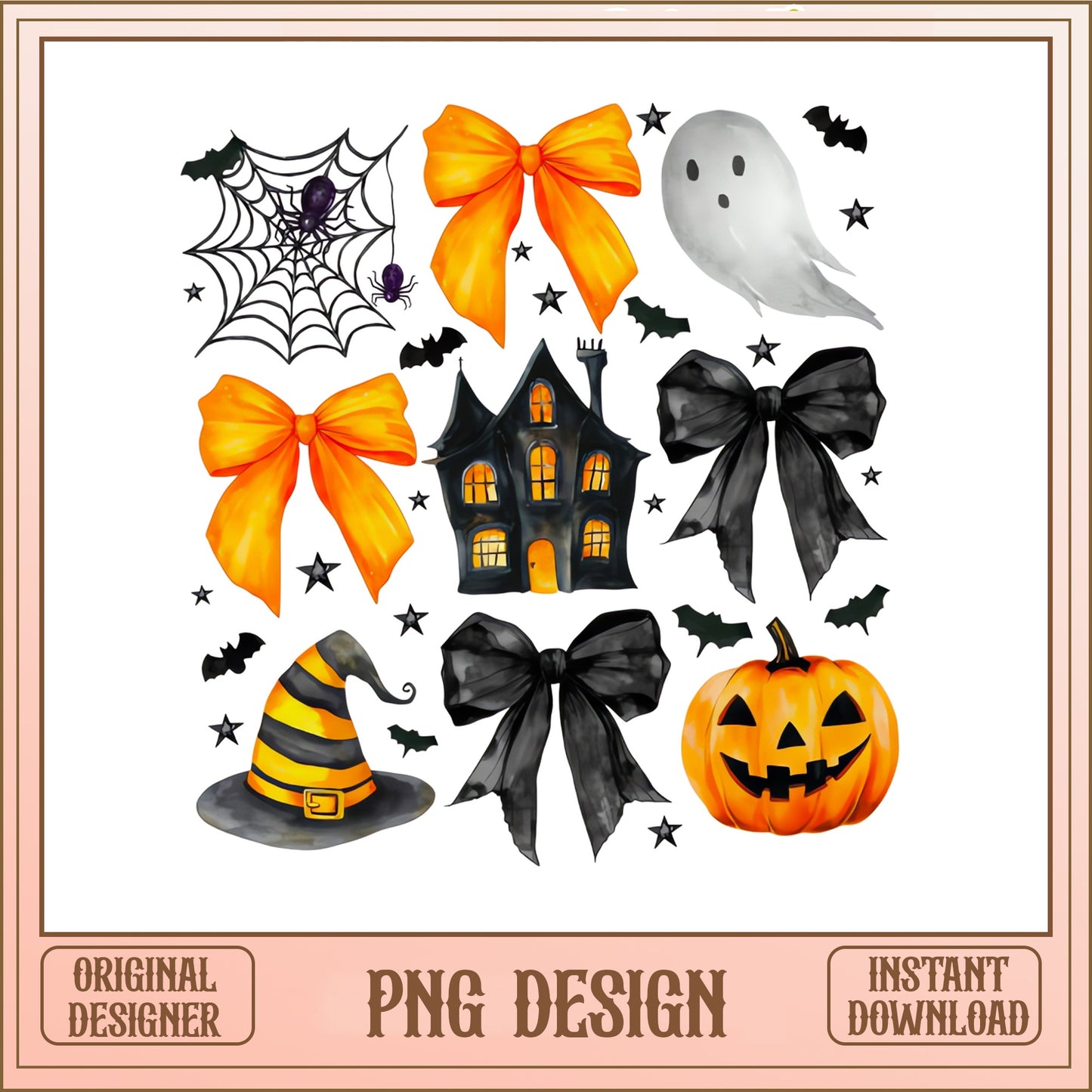 Halloween Coquette Bow Clipart Bundle, Spooky PNG, Halloween PNG