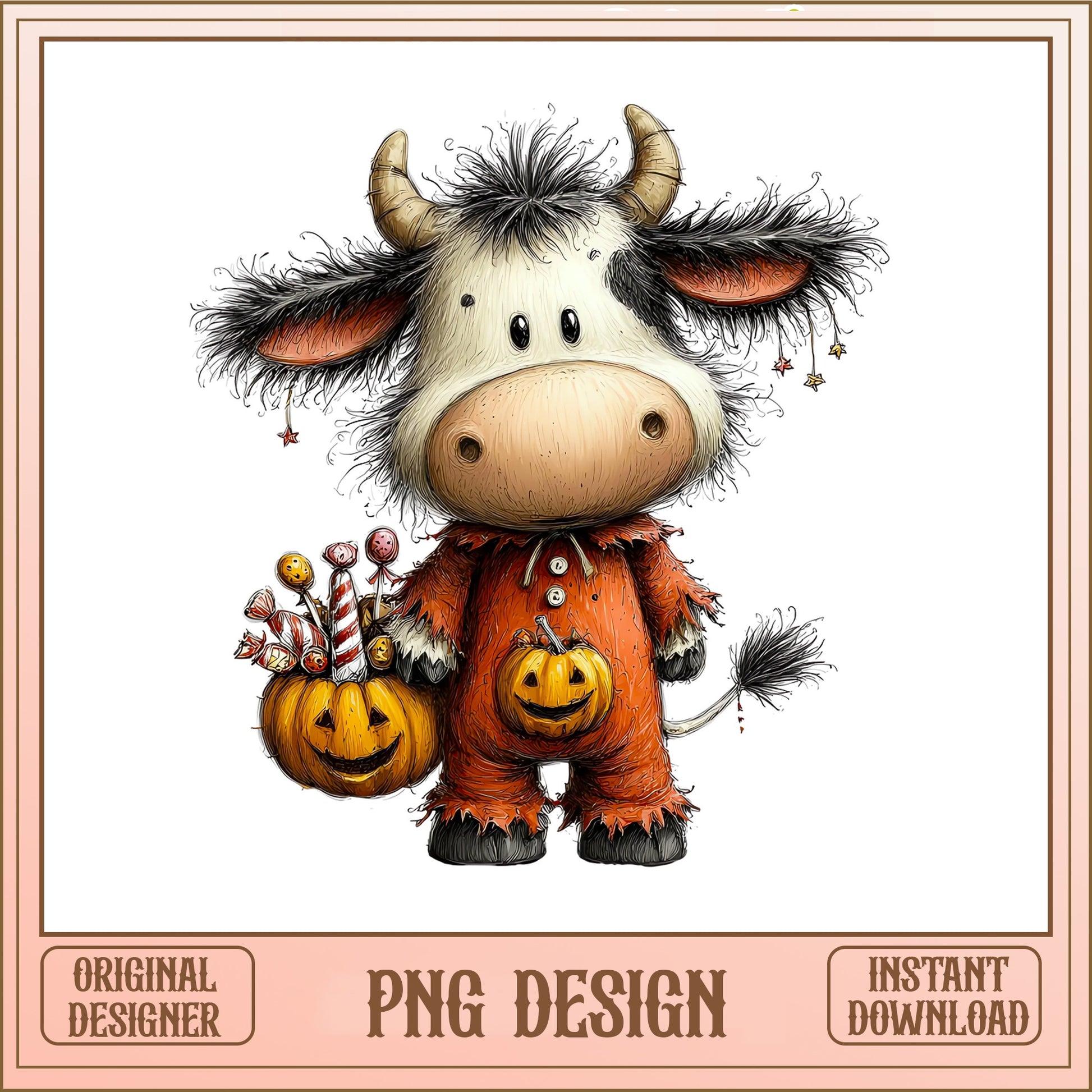 Halloween Cow PNG, Cute Cow Pumpkin Clipart, Halloween PNG