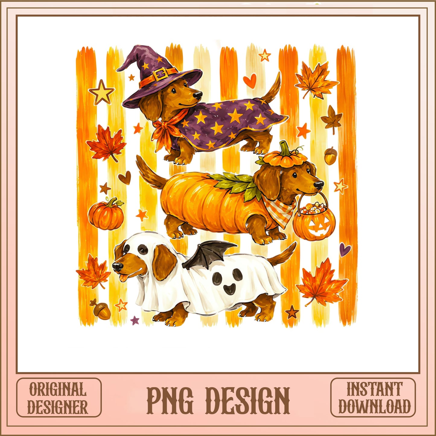 Halloween Dachshund PNG, Spooky Wiener Dog PNG, Fall Dog PNG