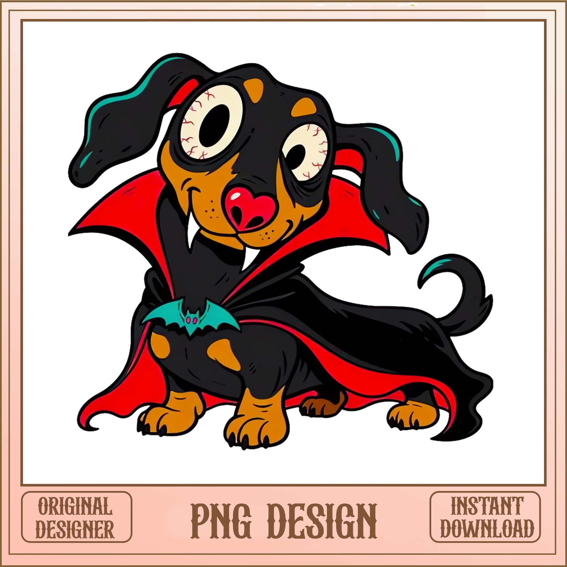 Halloween Dachshund Vampire PNG, Spooky Dog PNG, Halloween PNG