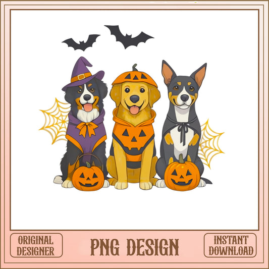 Halloween Dogs In Costumes PNG, Cute Dog Halloween PNG, Spooky Pumpkin Dog PNG