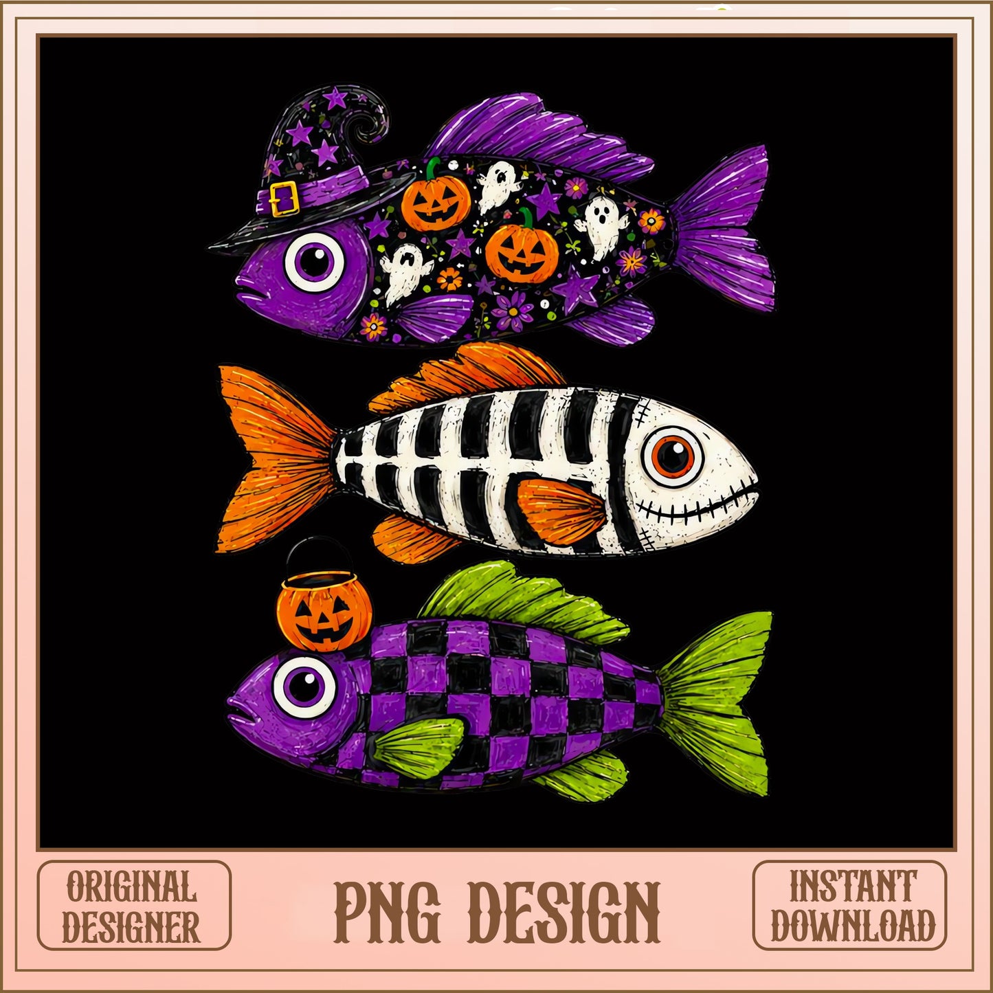 Halloween Fish PNG, Spooky Fish Sublimation, Halloween PNG