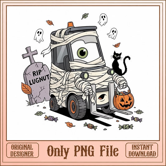Halloween Forklift Mummy PNG, Funny Halloween Truck, Spooky PNG