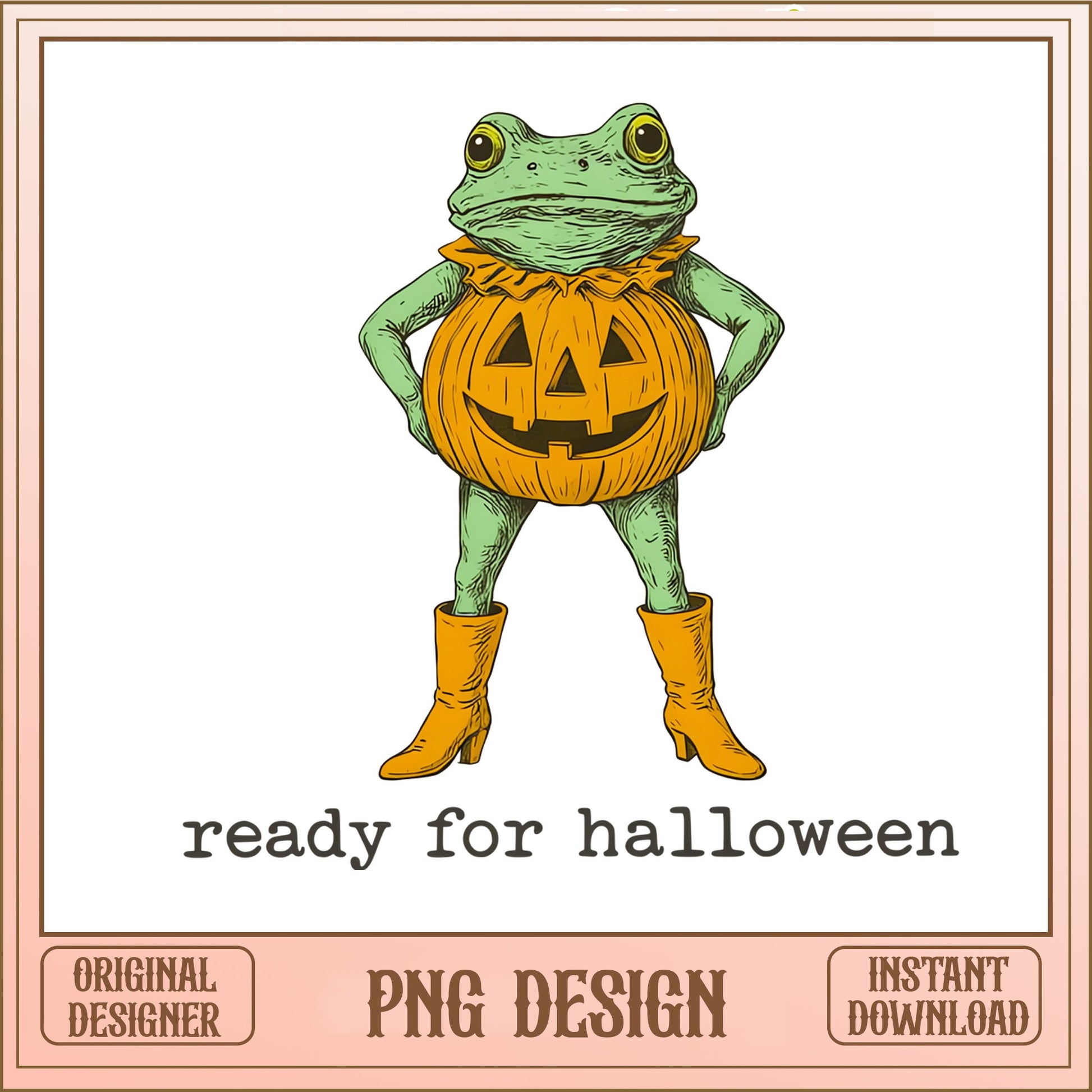 Halloween Frog Pumpkin Costume PNG, Funny Frog Halloween PNG, Spooky Frog PNG