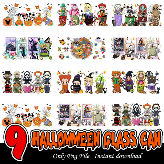 Halloween Glass Can Wrap Png Bundle, Halloween glass can bundle