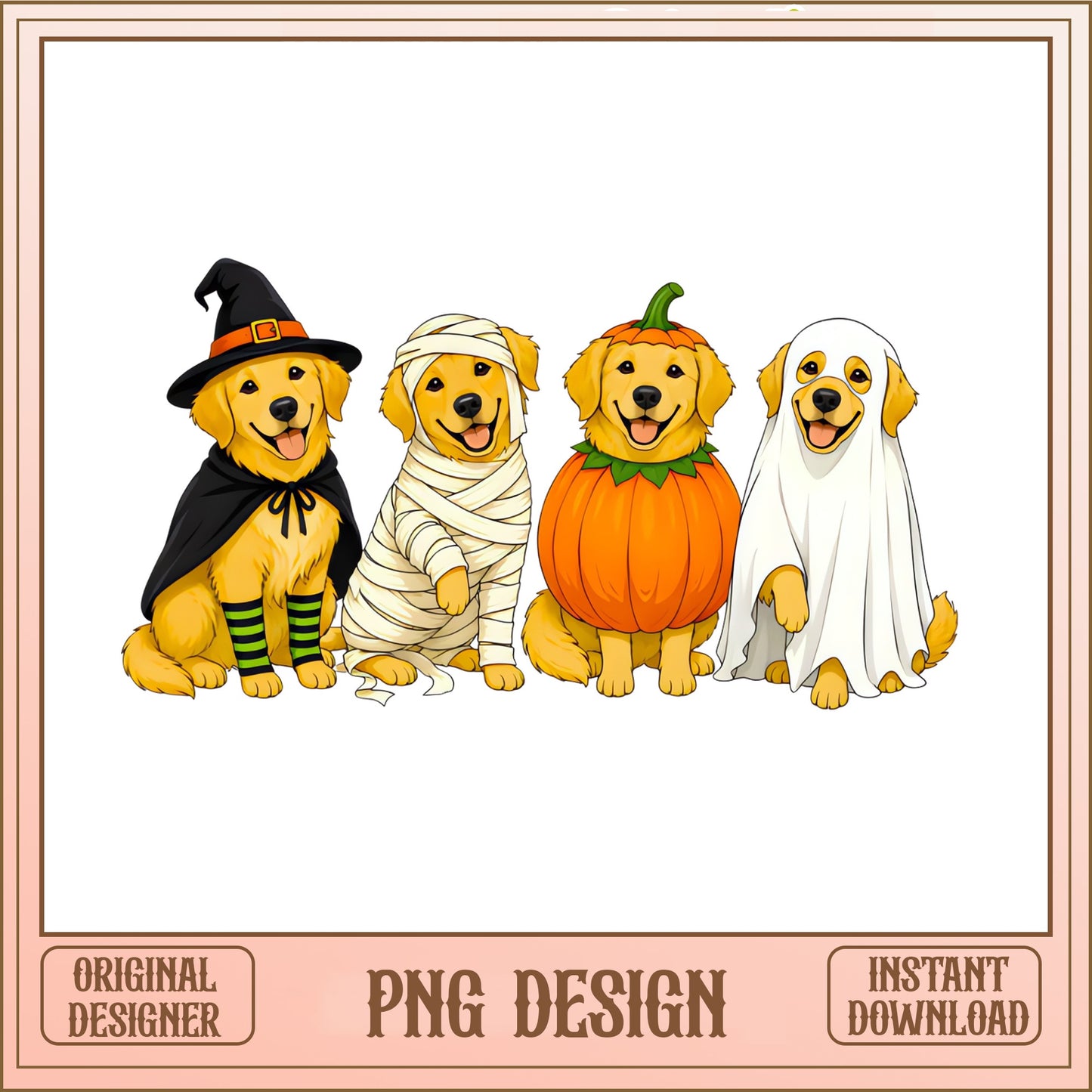 Halloween Golden Retriever PNG, Cute Dog Halloween Costume, Spooky Dog PNG