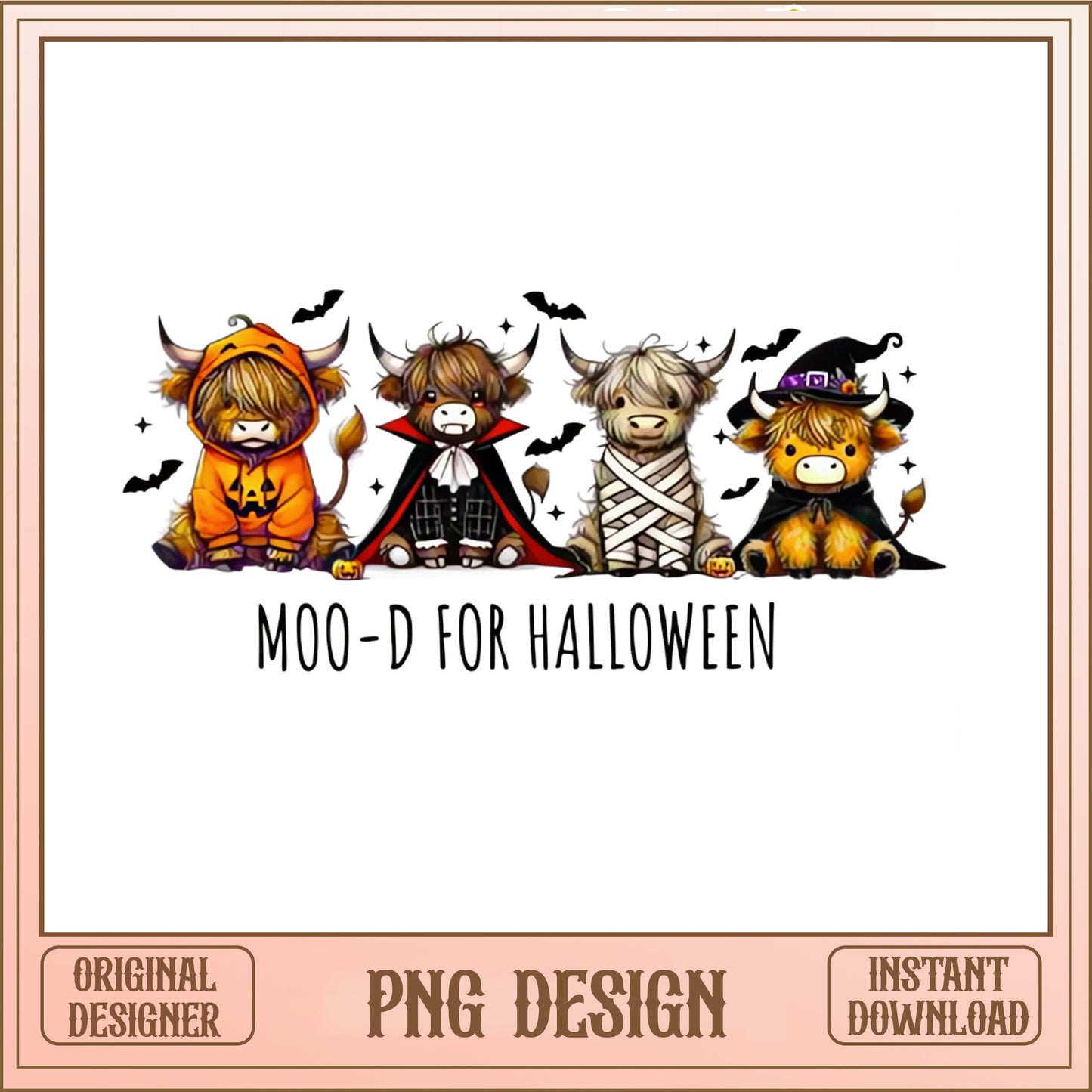 Halloween Highland Cow PNG, Moo-D For Halloween, Funny Cow PNG
