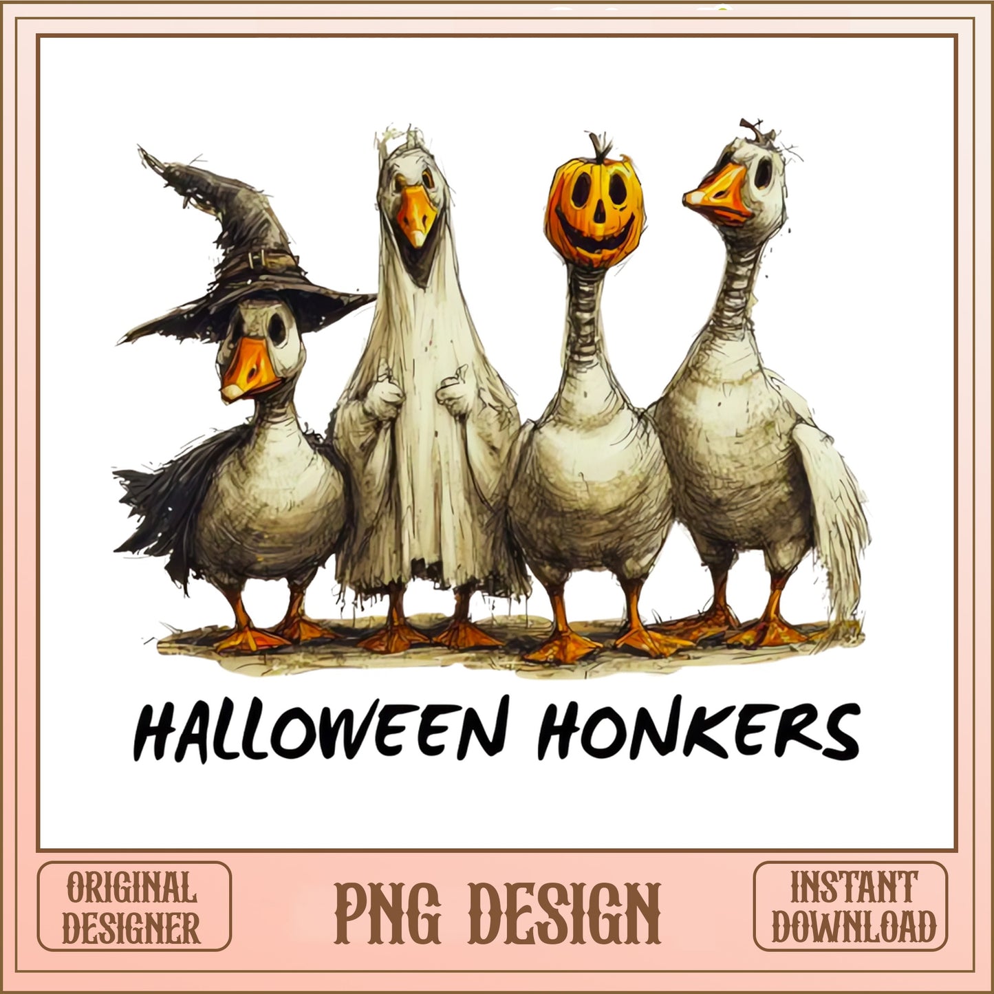 Halloween Honkers Geese PNG, Funny Halloween Goose, Duck PNG