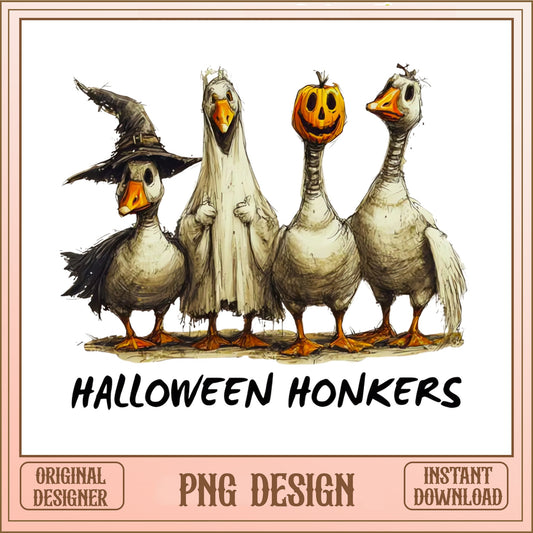 Halloween Honkers Geese PNG, Funny Halloween Goose, Duck PNG