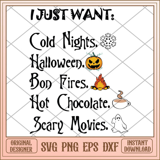 Halloween I just want svg, halloween characters svg, digital download