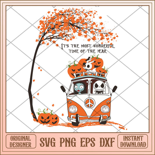 Halloween Jack and Sally It's the most wonderful time of the year  svg, The Nightmare Before Christmas Svg, digital download