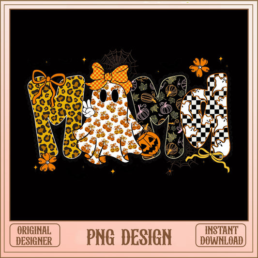 Halloween Mama Ghost PNG, Spooky Mom Leopard PNG, Halloween PNG