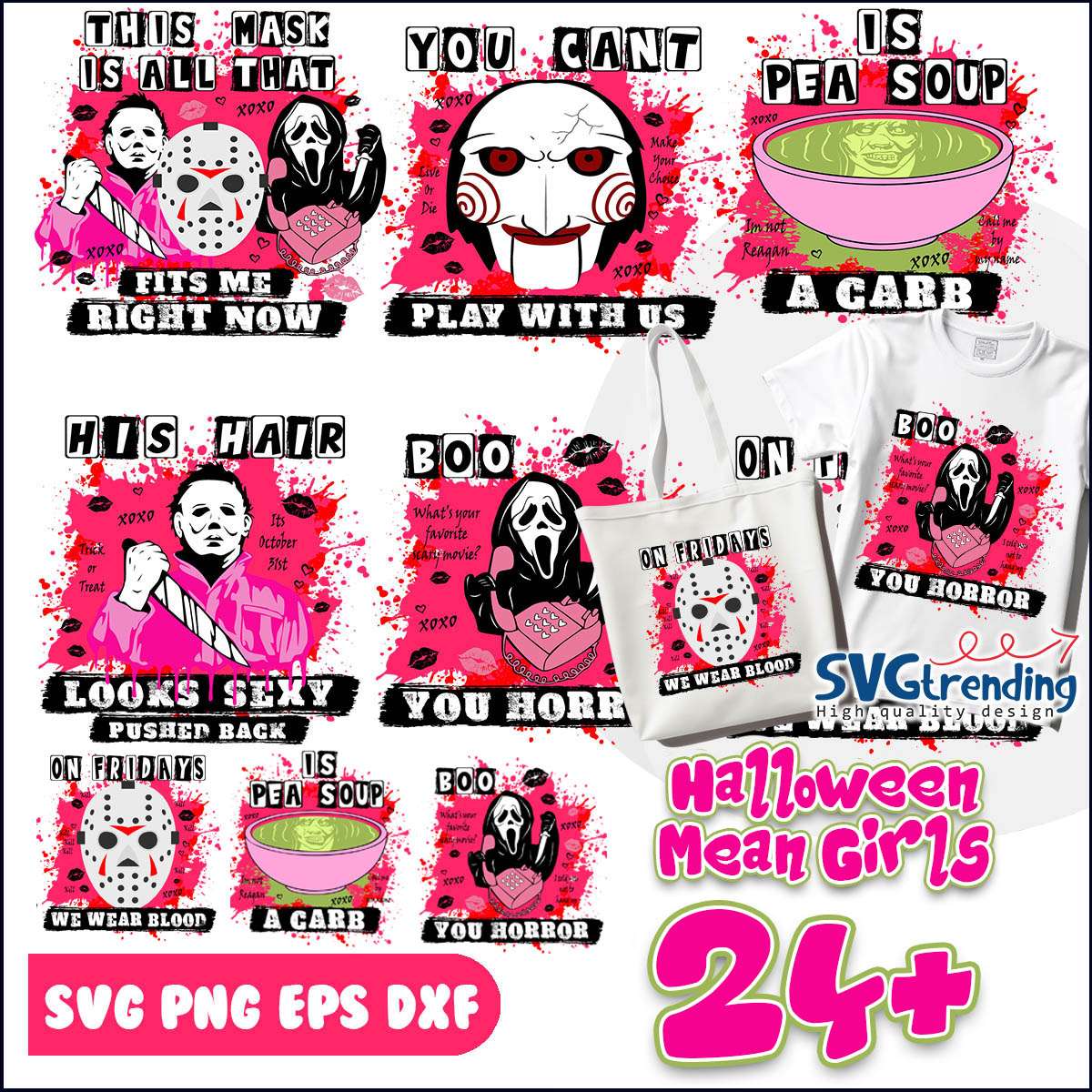 Halloween Mean Girls Svg bundle, Pink Halloween bundle