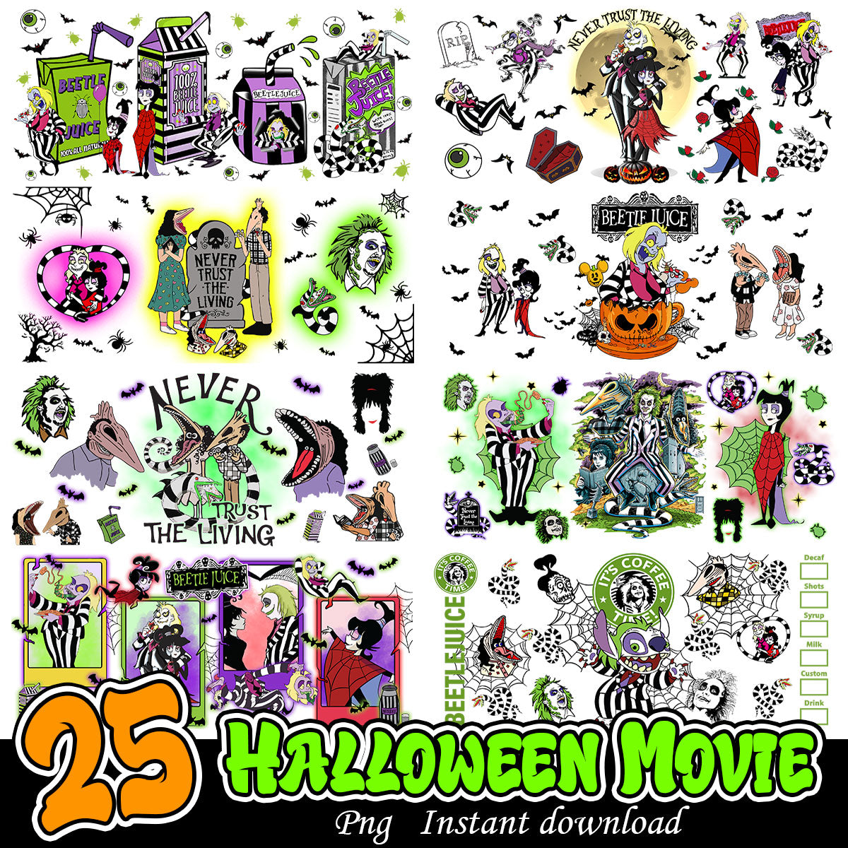 Halloween Movie Glass Can Wrap Png, Halloween glass can wrap bundle