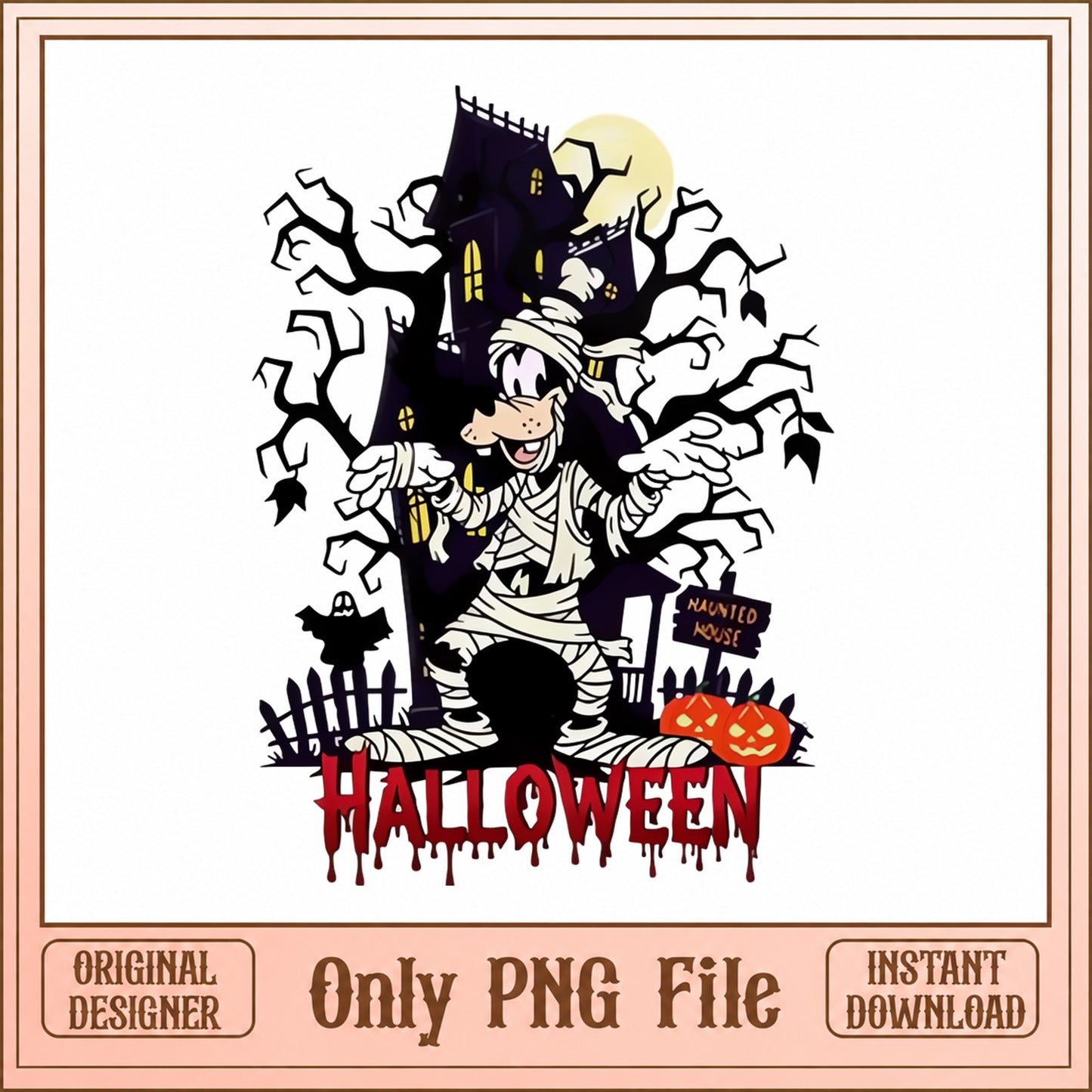 Halloween Mummy Haunted House, Spooky Halloween Clipart, PNG