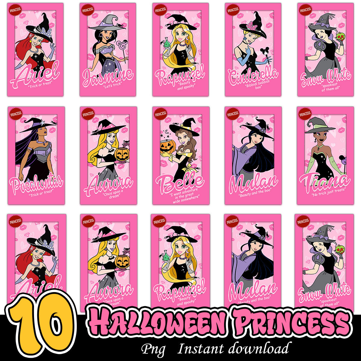 Halloween Princess png Bundle, Disney princess halloween bundle