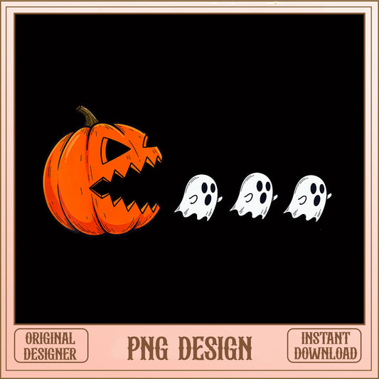 Halloween Pumpkin Eating Ghosts PNG, Jack O Lantern PNG, Spooky PNG