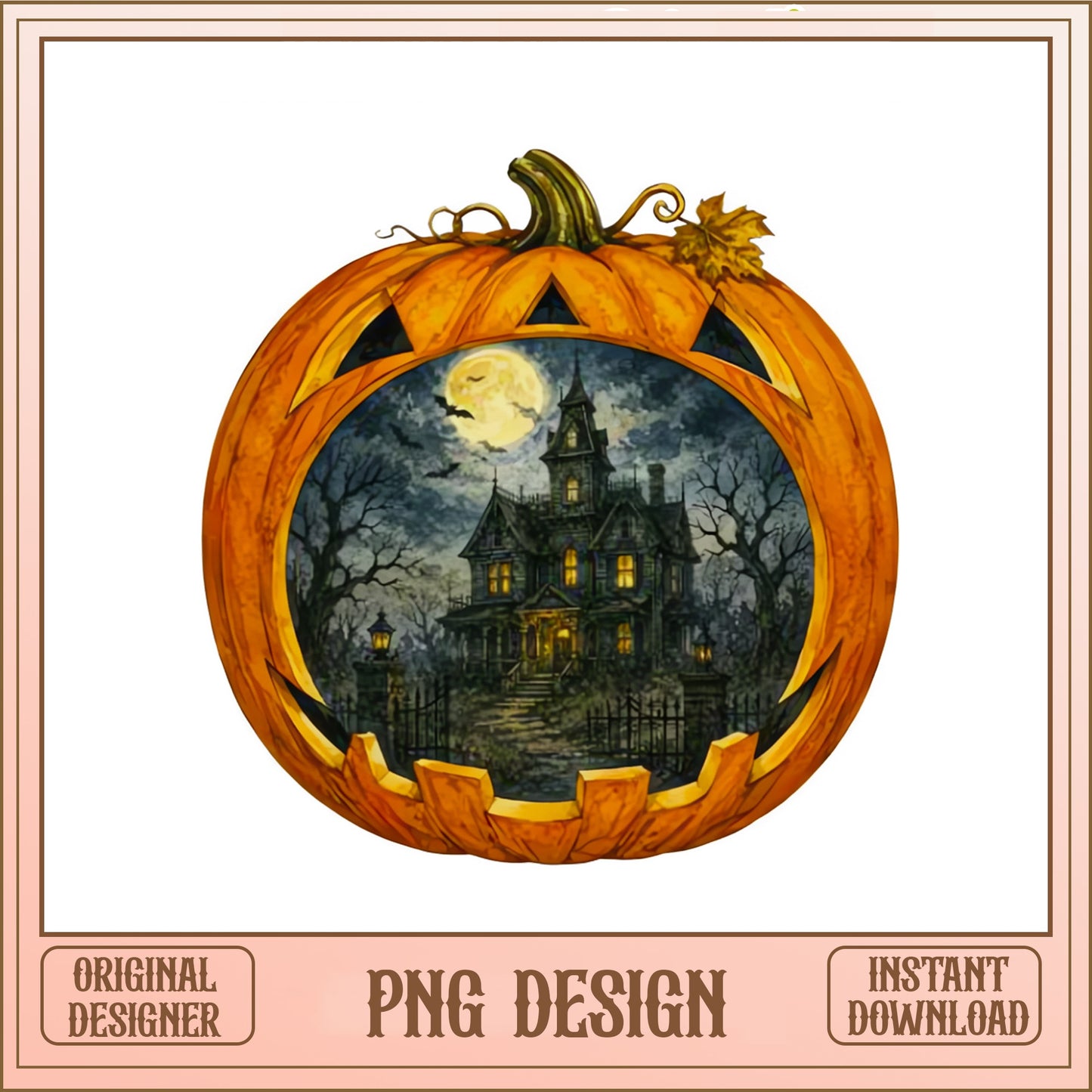 Halloween Pumpkin Haunted House PNG, Jack O Lantern PNG, Spooky Castle PNG