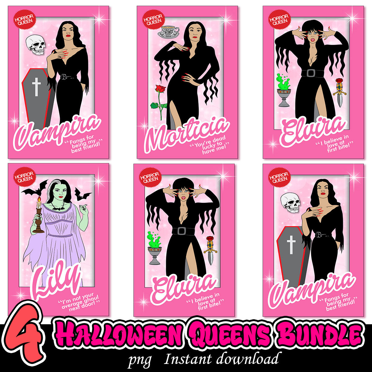 Halloween Queens Card Bundle, Halloween card png bundle