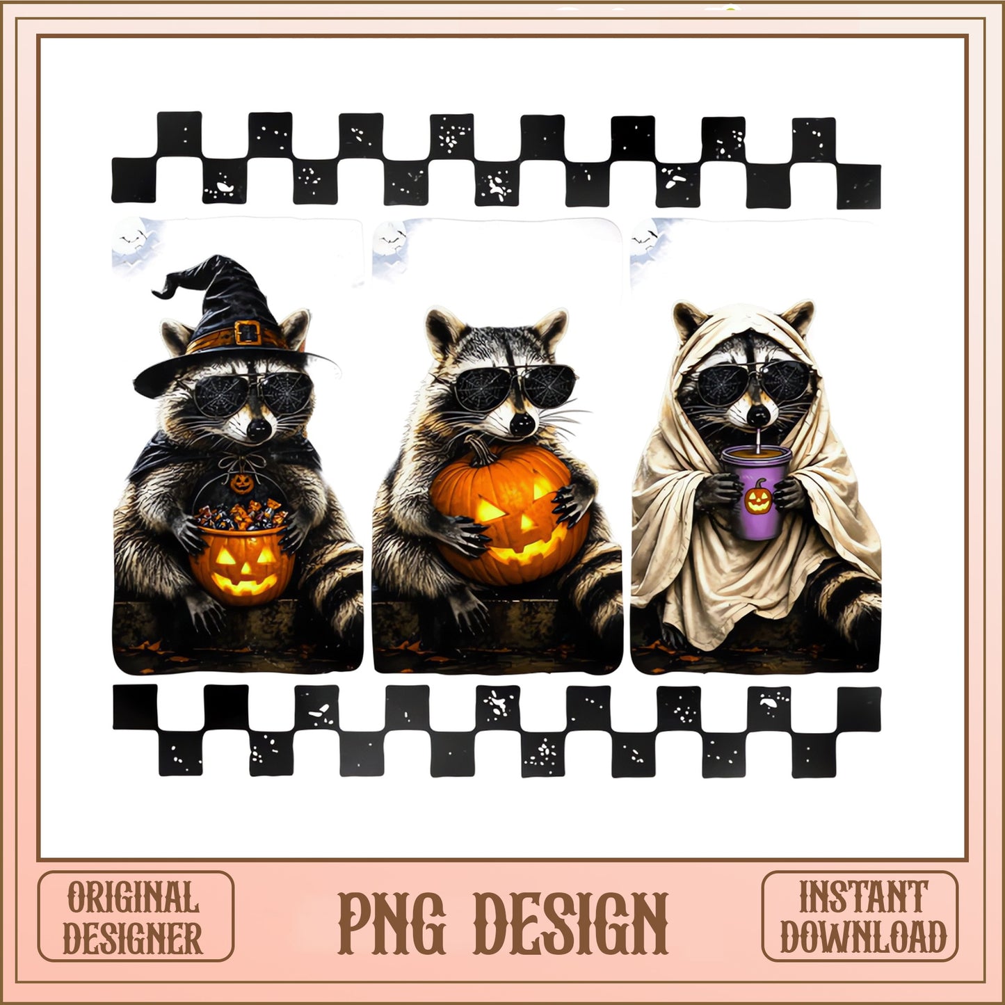 Halloween Raccoon PNG, Funny Raccoon Halloween, Spooky PNG