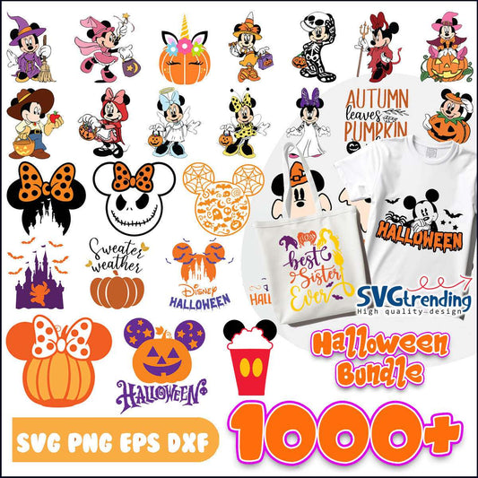 Disney Halloween character SVG Bundle, Disney Mickey halloween bundle