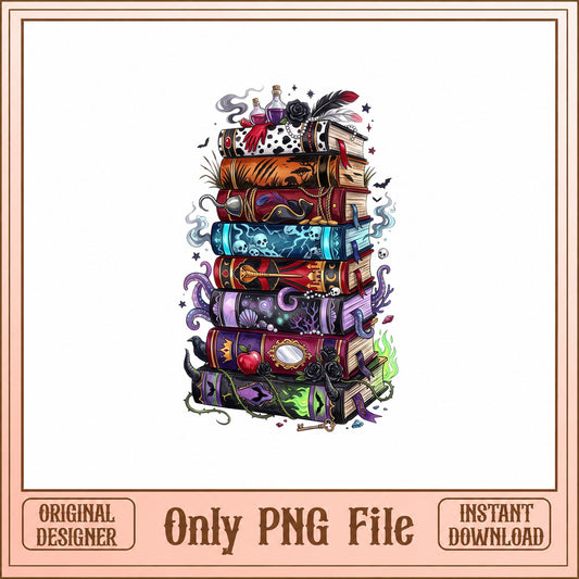Halloween Spooky Book Stack PNG, Witchy Books Clipart, PNG File