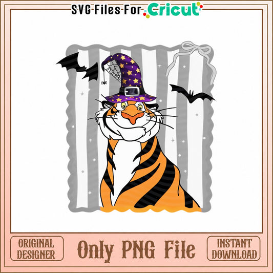 Halloween Tiger With Witch Hat PNG, Cute Tiger PNG, Halloween PNG