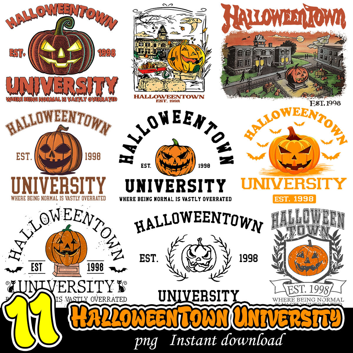 Halloween Town University Bundle, Halloween logo bundle