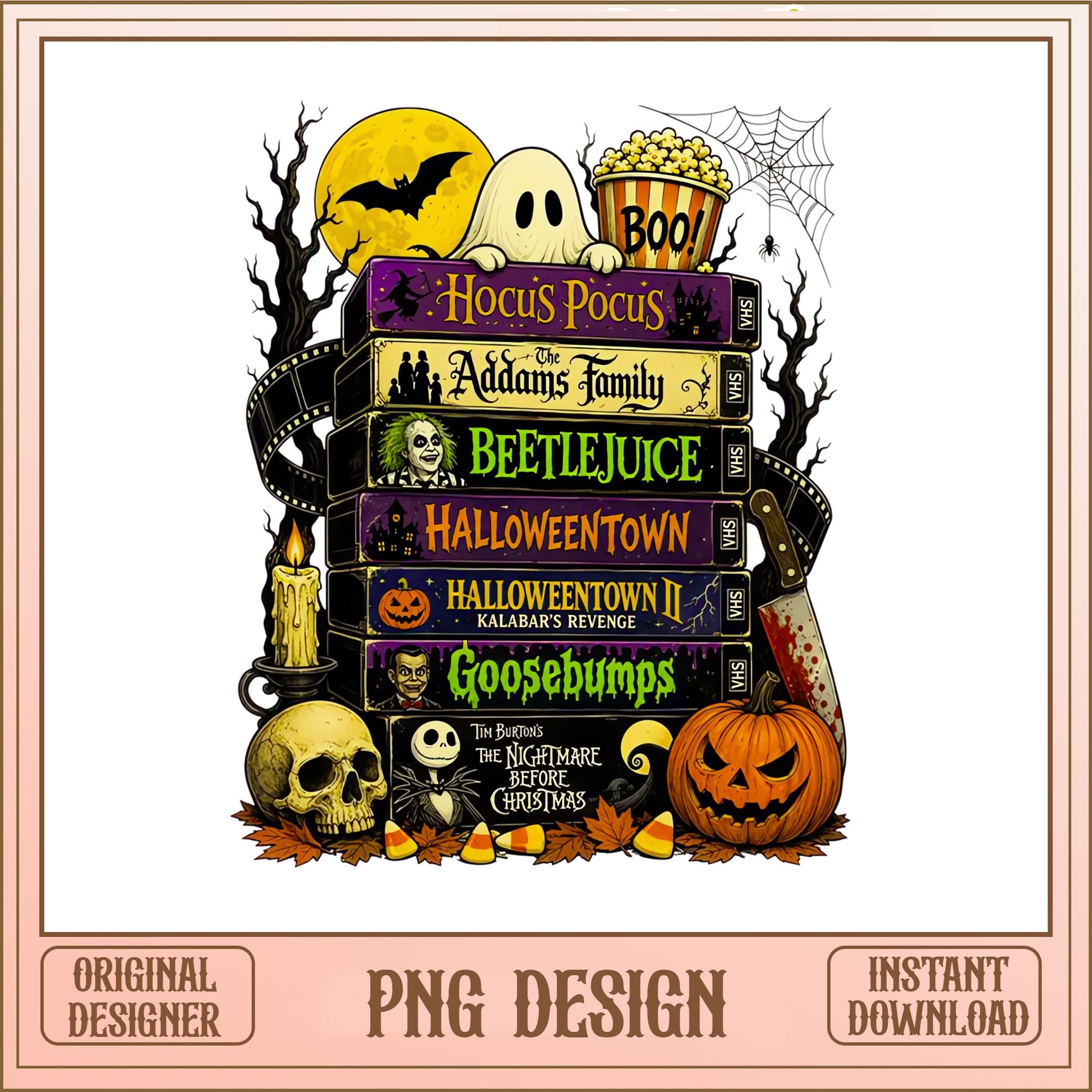 Halloween VHS Stack Horror Movies PNG, Hocus Pocus PNG, Halloween PNG