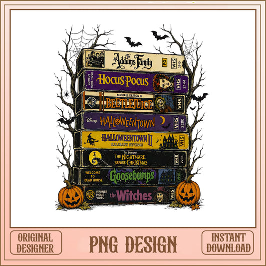 Halloween VHS Stack PNG, Hocus Pocus Horror Movies, Halloween PNG