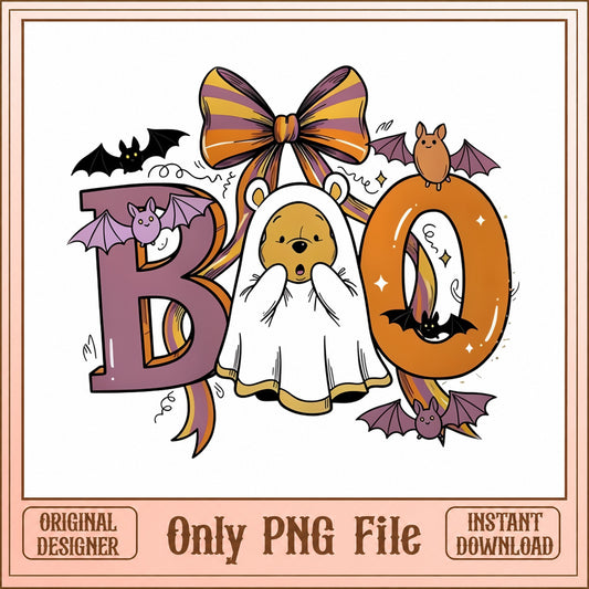 Halloween Winnie The Pooh Ghost SVG, Boo Disney SVG, PNG
