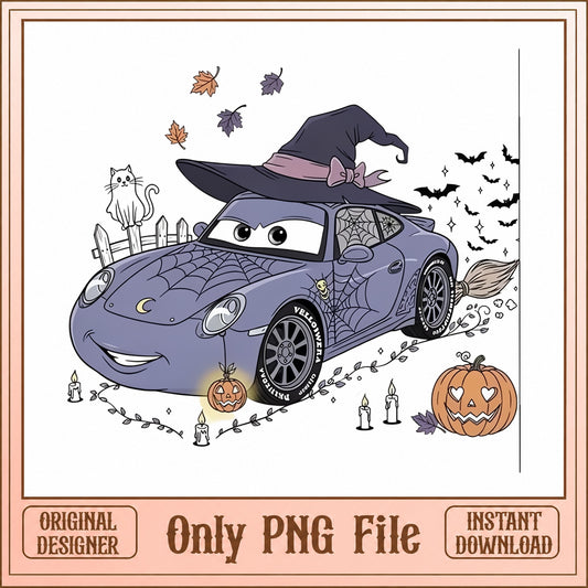 Halloween Witch Car PNG, Cute Spooky Fall Clipart, PNG File