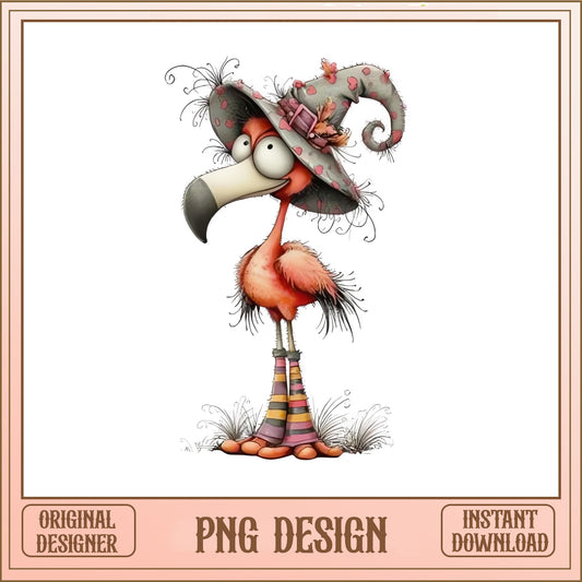 Halloween Witch Flamingo PNG, Funny Flamingo Clipart, Halloween PNG