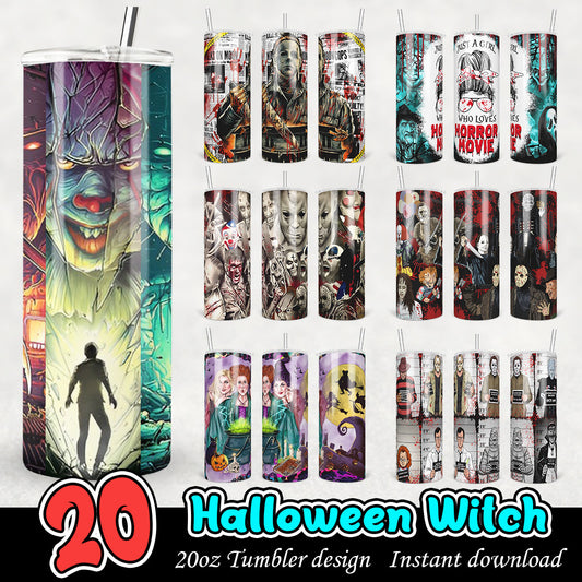 Halloween Horror Characters Tumbler, Horror 20oz tumbler bundle