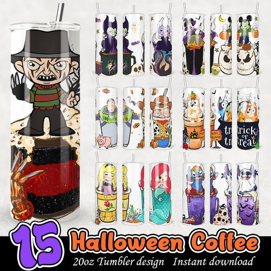 Halloween coffee tumbler bundle, Horror characters 20oz tumbler bundle