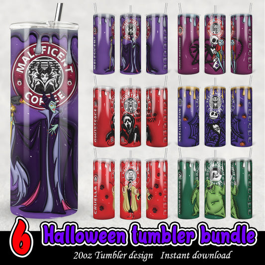 Halloween Disney villains tumbler bundle, Disney villains 20oz tumbler