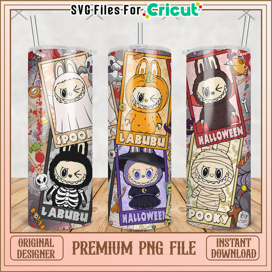 Halloween character labubu tumbler png, labubu cartoon png, labubu halloween png