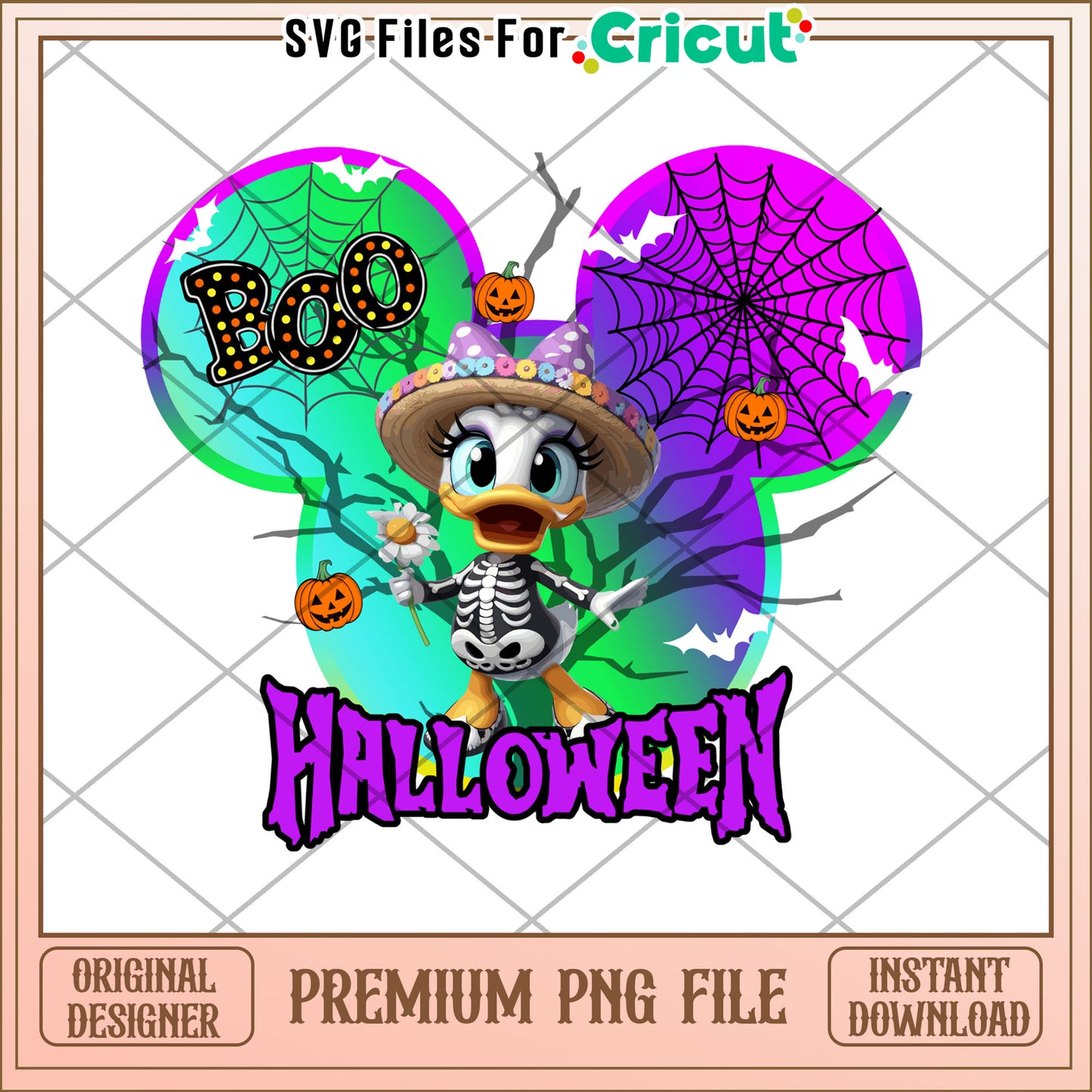 Halloween daisy png, spooky characters png, halloween candy​ png