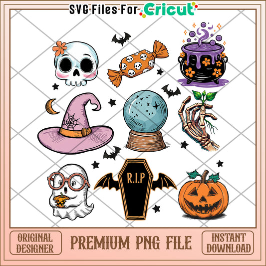Halloween design png, halloween decorations png, halloween cartoon png