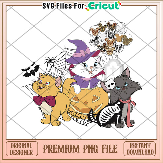 Halloween disney cats png, halloween characters png, halloween time png