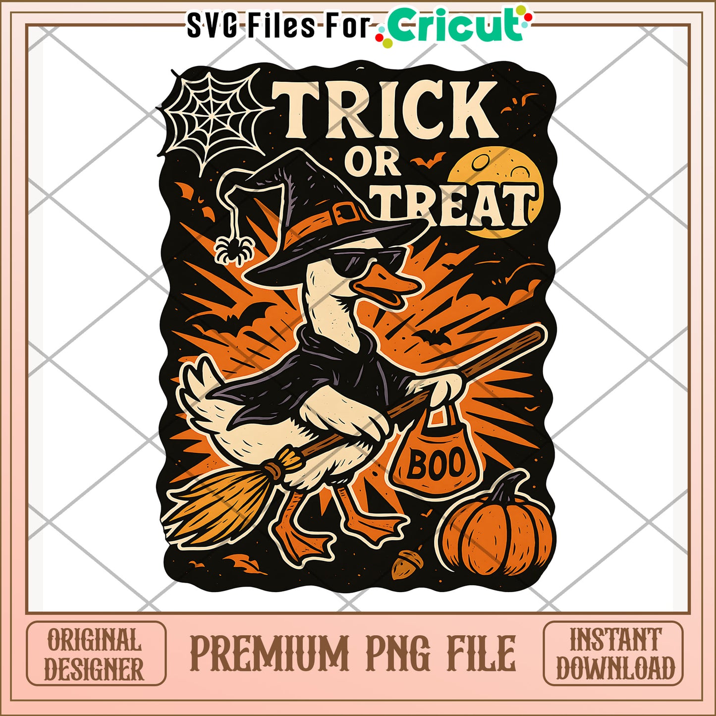 Halloween goose trick or treat png, funny goose png, spooky bird png