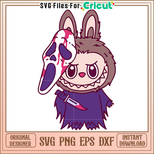 Halloween labubu ghost face svg, halloween cartoon svg, halloween pumkin svg