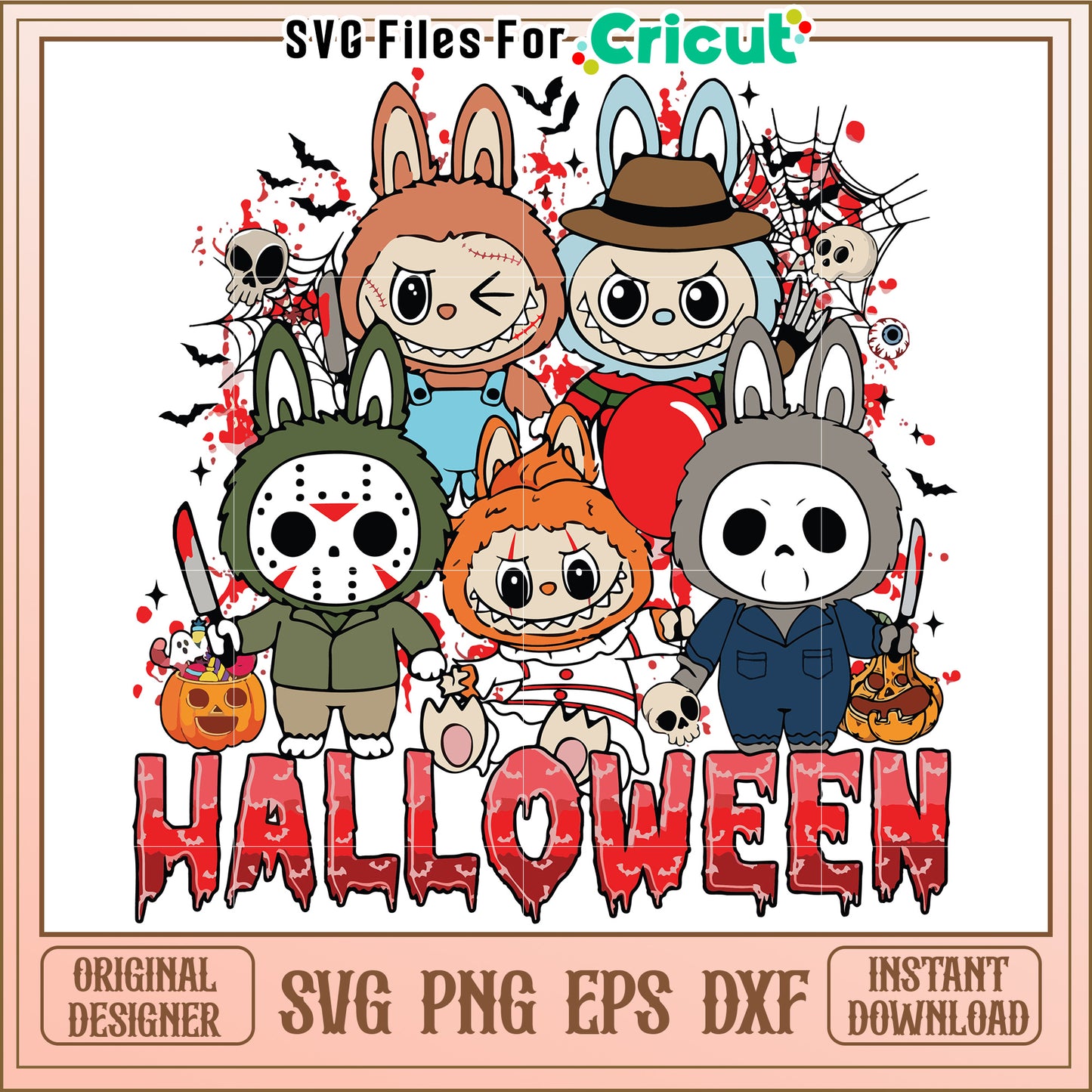 Halloween labubu killers costumes svg, halloween cartoons svg, halloween svg
