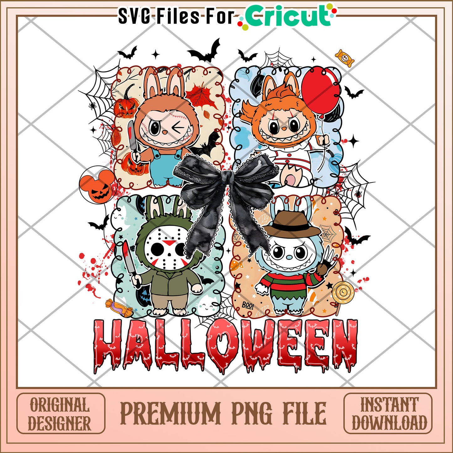 Halloween labubu killers png, halloween characters png, halloween season png