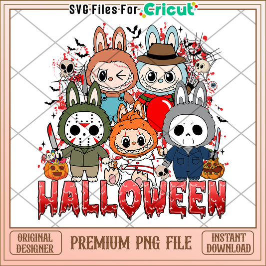 Halloween labubu killers png, halloween png, halloween killers png