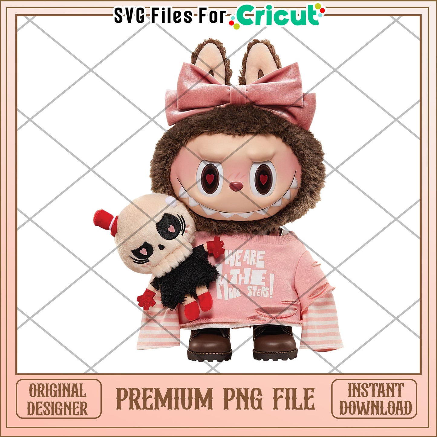 Halloween labubu we are the monster cute design, labubu the monster png