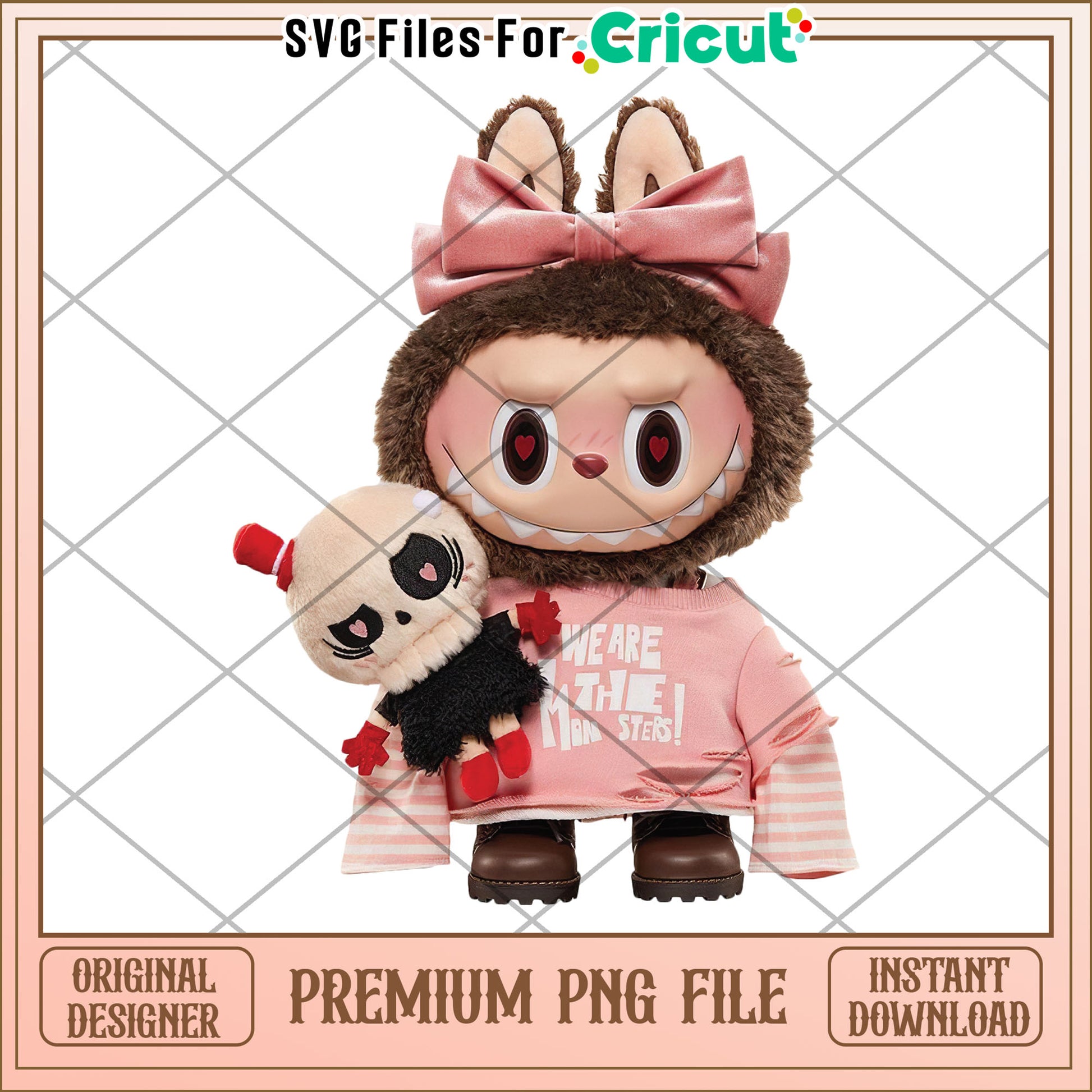 Halloween labubu we are the monster cute design, labubu the monster png