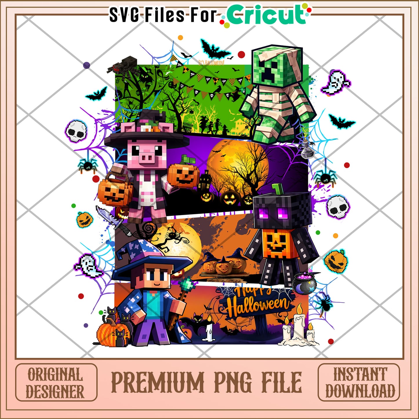 Halloween minecraft png, halloween decor​​ png, halloween toys png